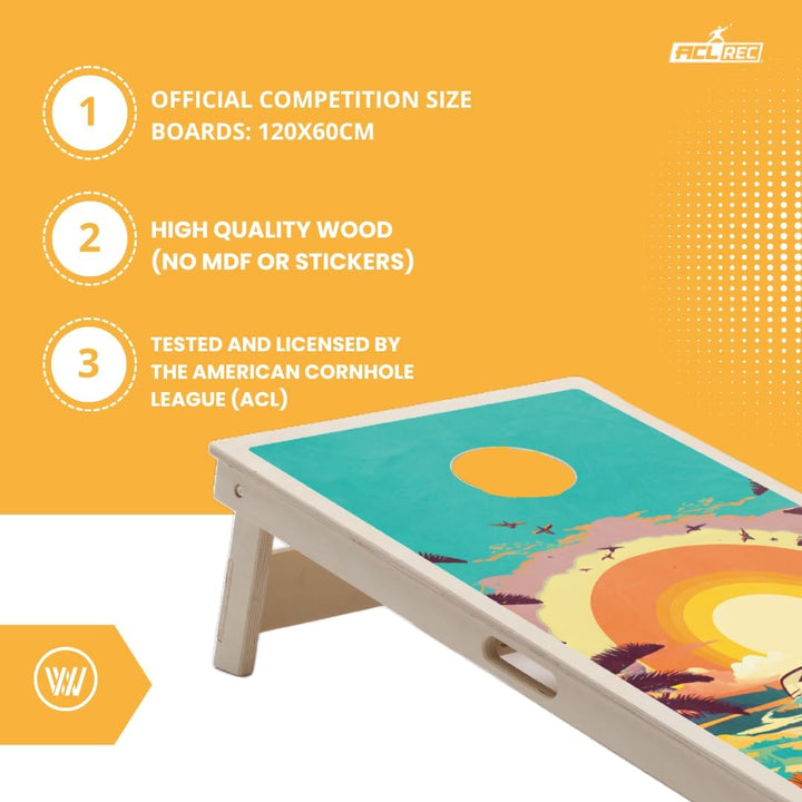 Cornhole Set – 120 x 60 cm - Sackloch Spiel – Wicked Wood – offiziell ACL-lizensiertes Set of Boards