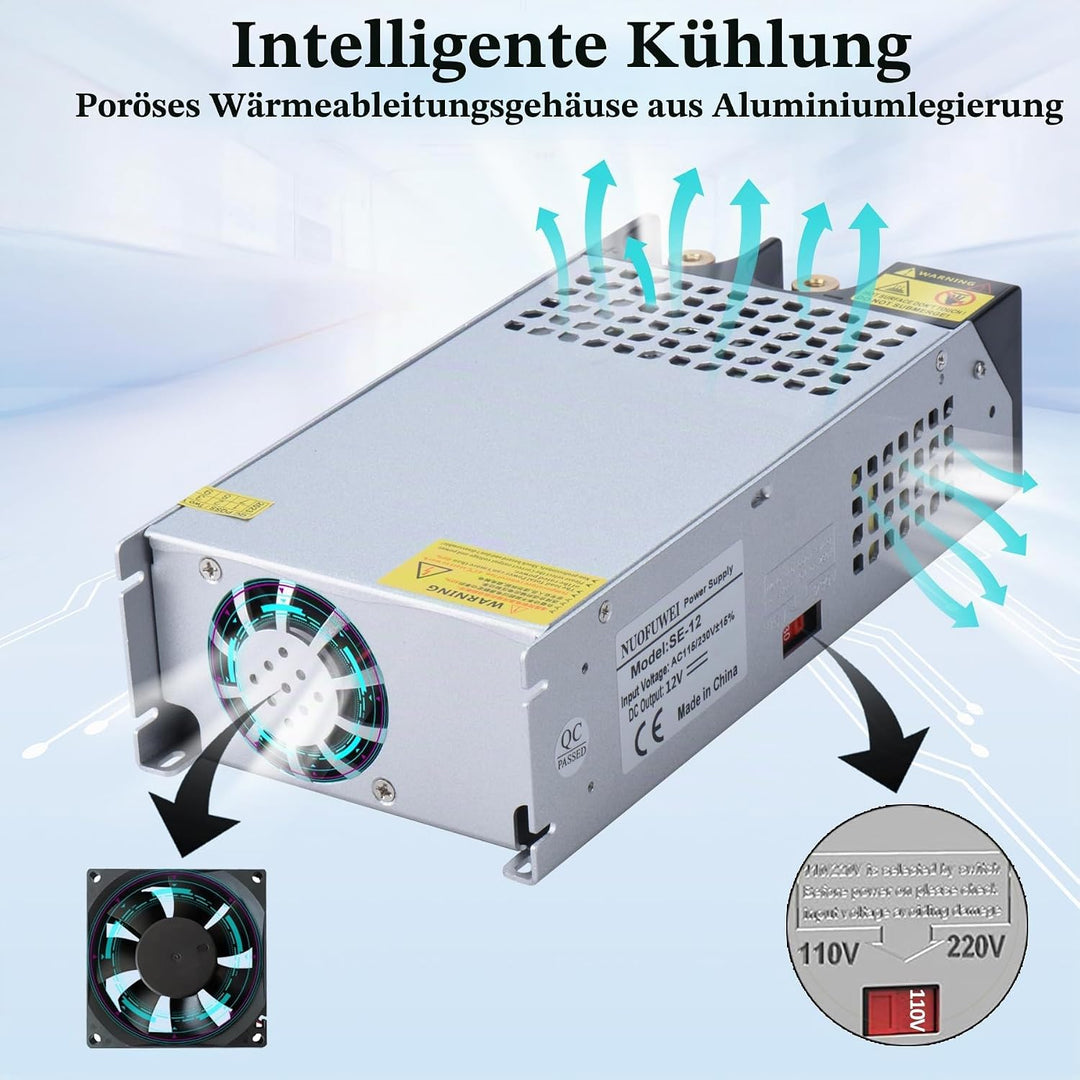 DC 12V 83A 1000W Netzteil Transformator Schalternetzteil 110V/220V AC auf DC 12Volt 83A Netzteil Tra