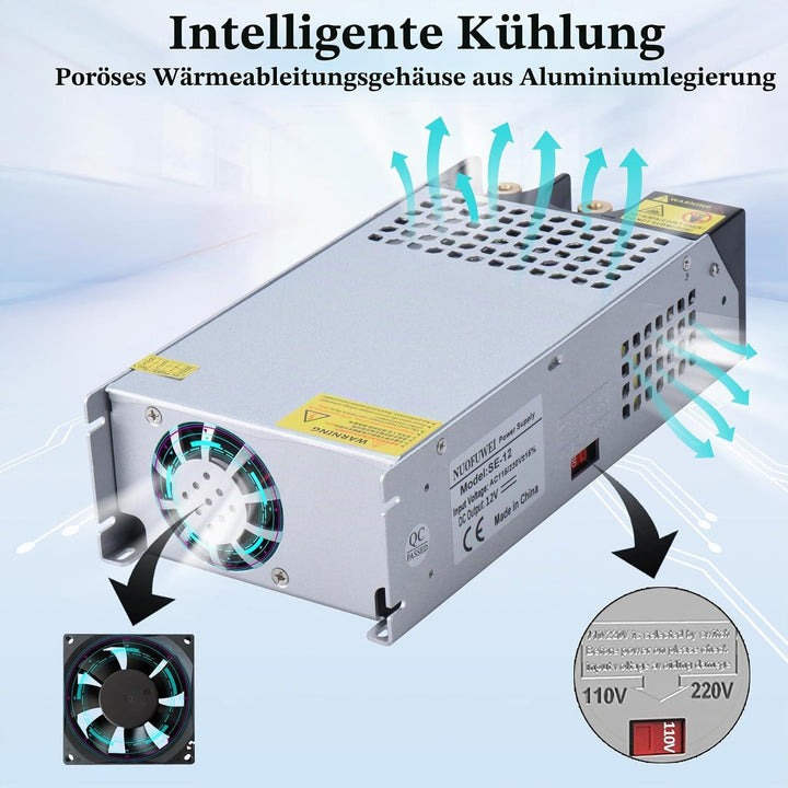 DC 12V 83A 1000W Netzteil Transformator Schalternetzteil 110V/220V AC auf DC 12Volt 83A Netzteil Tra