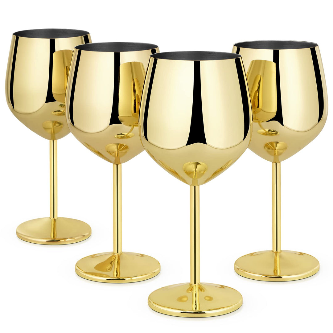 Livole Rotweingläser Set, 18Oz 550ml Weingläser aus Edelstahl, Champagner Gläser, Pokale Gross Bauch