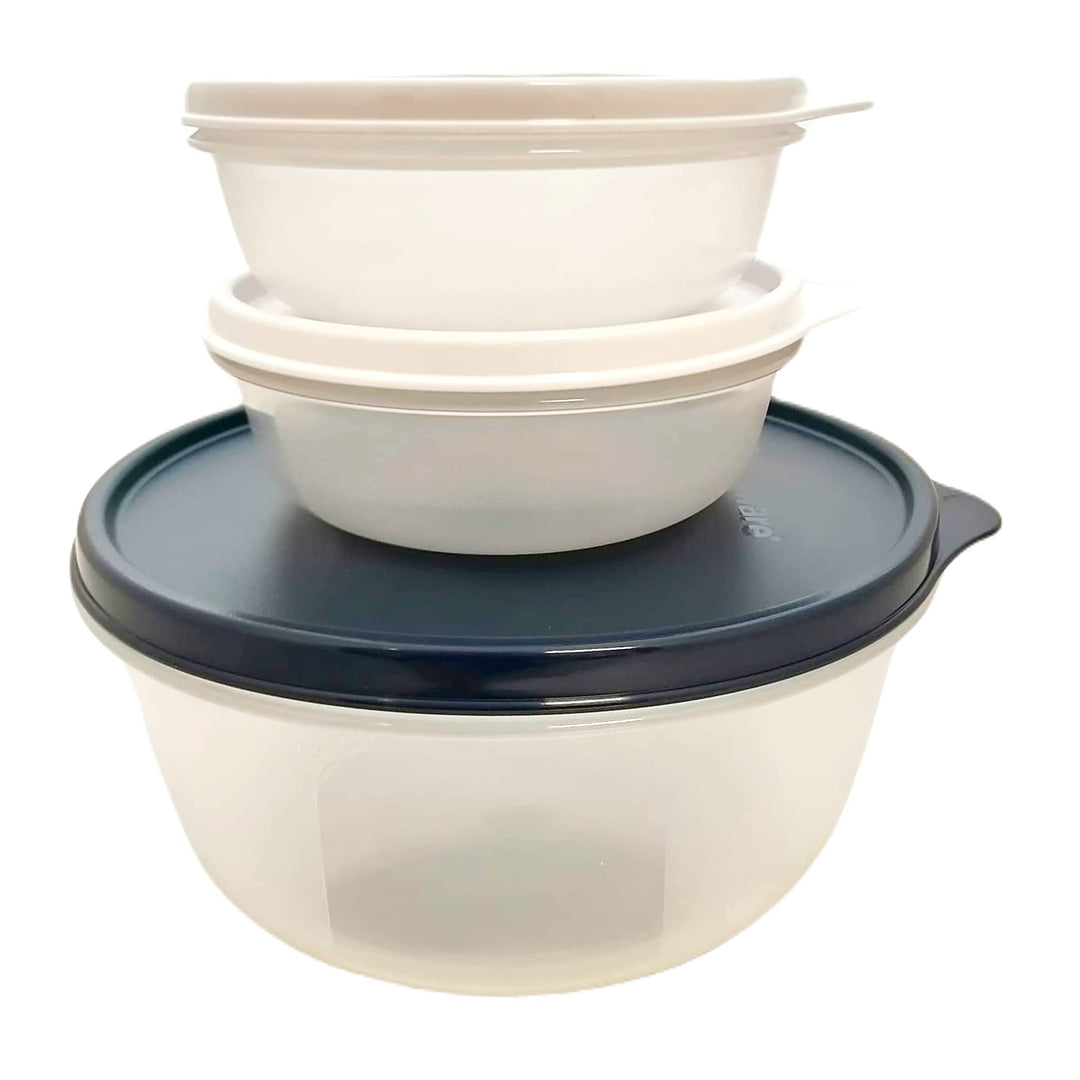 Tupperware SET (3) Kühlschrank 1x 1,4 L grosse Hit-Parade dunkelblau transparent + 2x 300 ml kleine