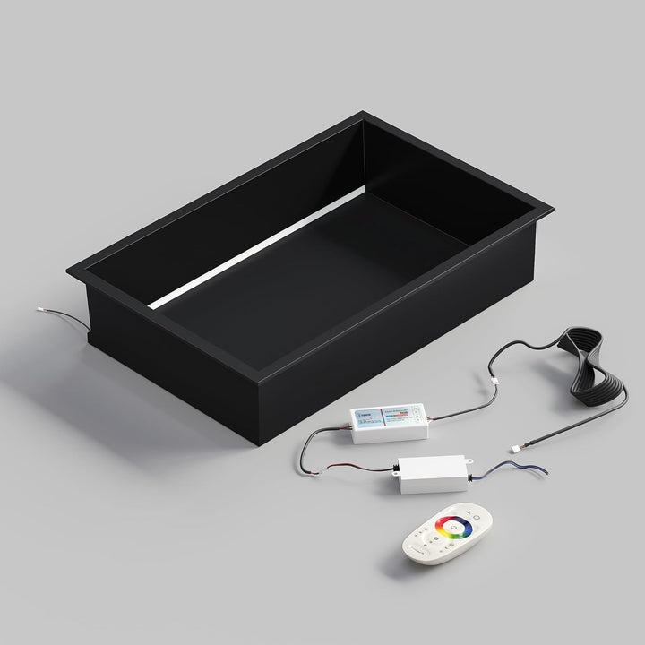 Wandnische Dusche Edelstahl mit RGB LED-Licht, Eingebettete Duschnische Schwarz Einzelregal Lagerung