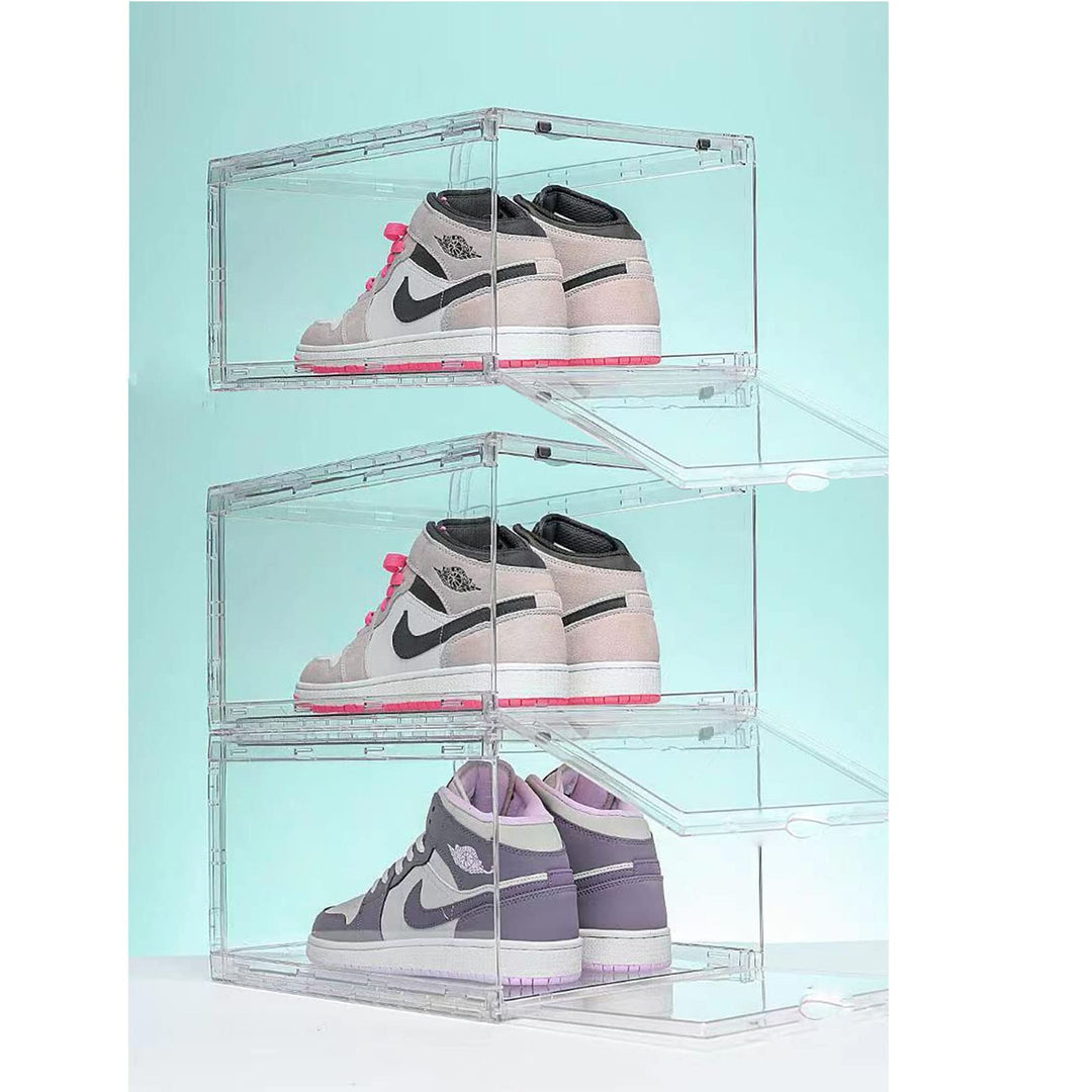 MECC Klare Schuhbox, stapelbarer Acrylschuhschrank, mit Magnettür,14.4x10.6x8inch/36x27x20cm (Clear