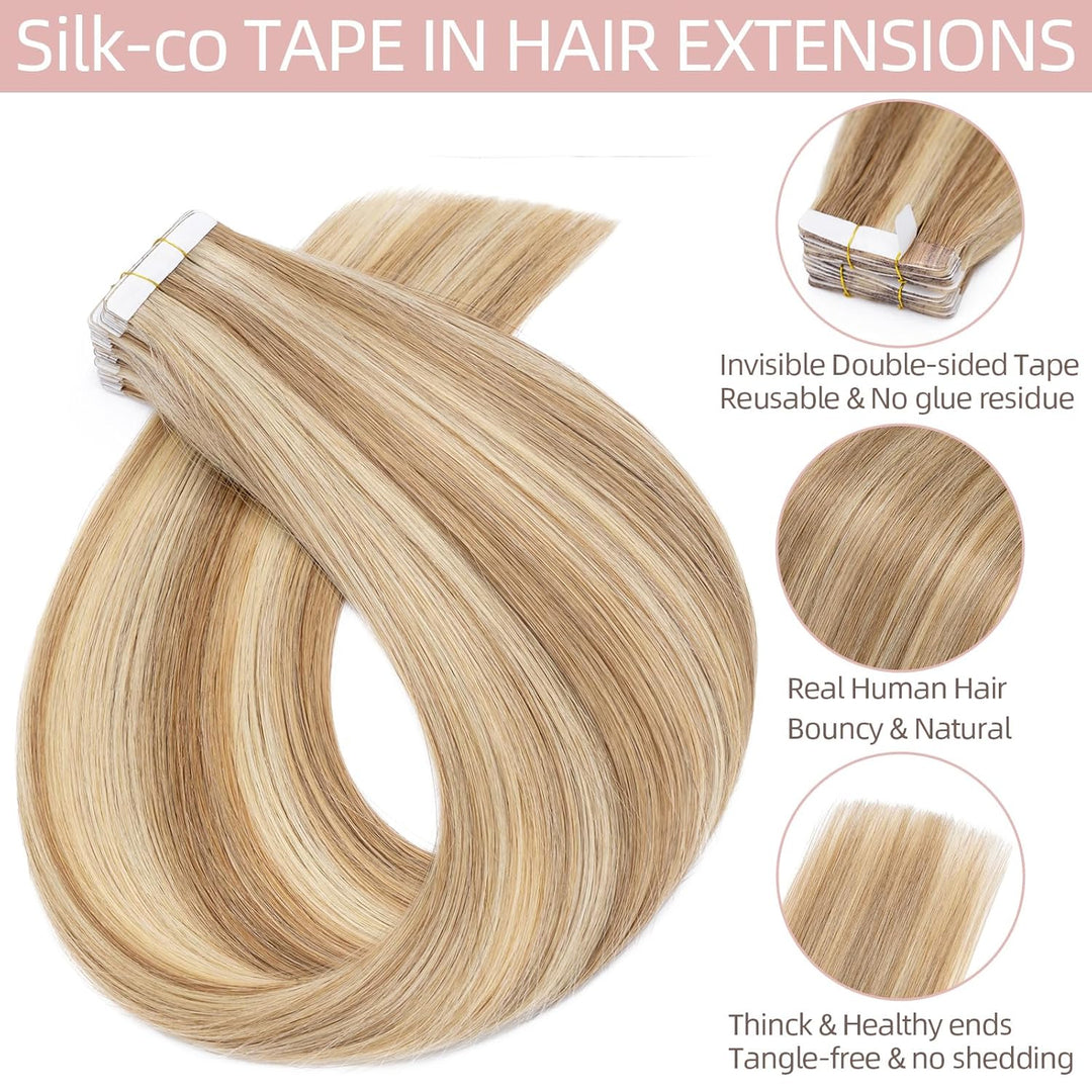 Silk-co Tape in Extensions Echthaar 40stk, Remy Tape Extensions Echthaar, Skin Weft Haarextensions K