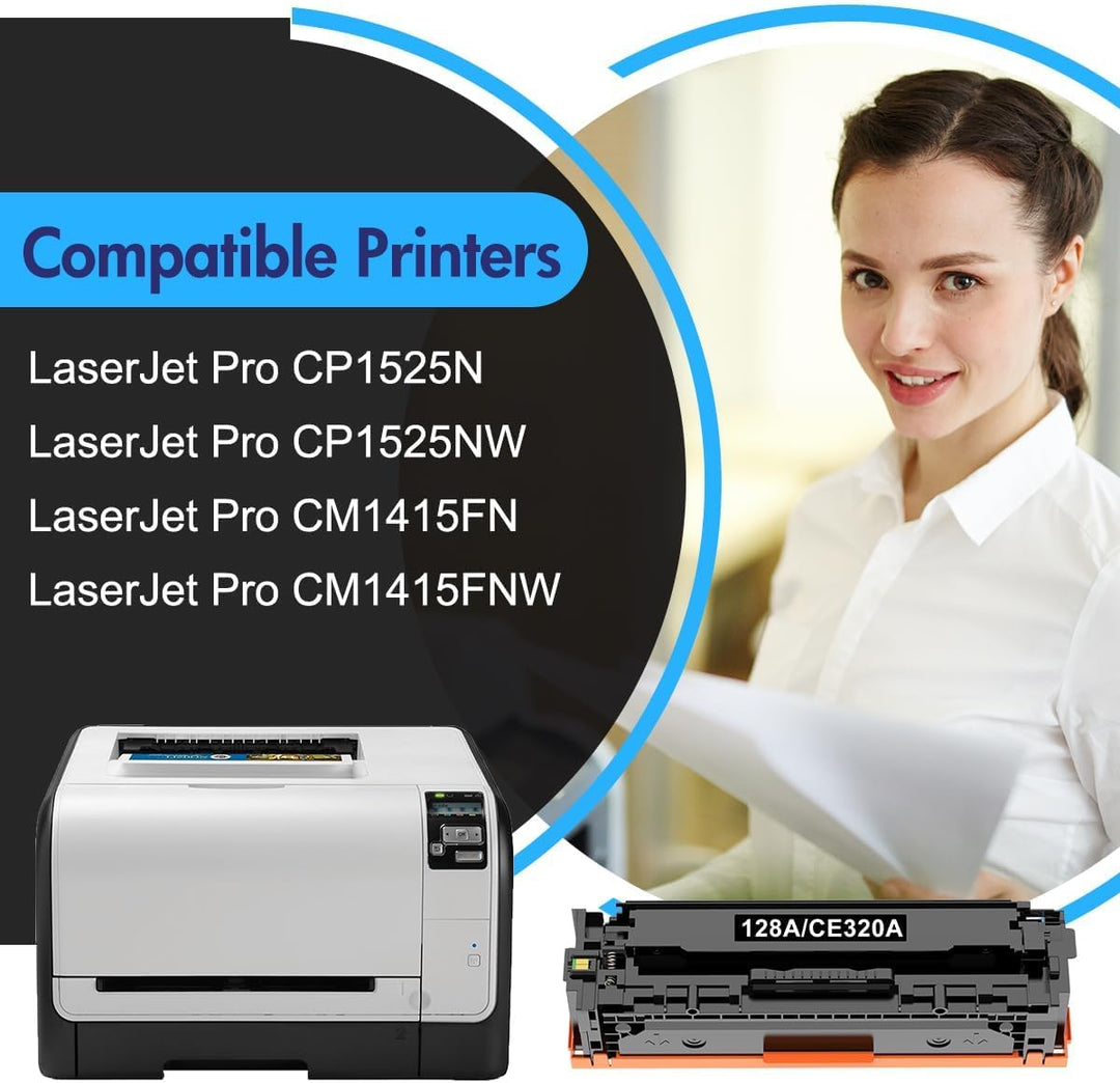 128A CE320A Toner Kompatibel für HP 128A Schwarz CE320A Laserjet Pro CM1415FN Color MFP CP1525N CP15
