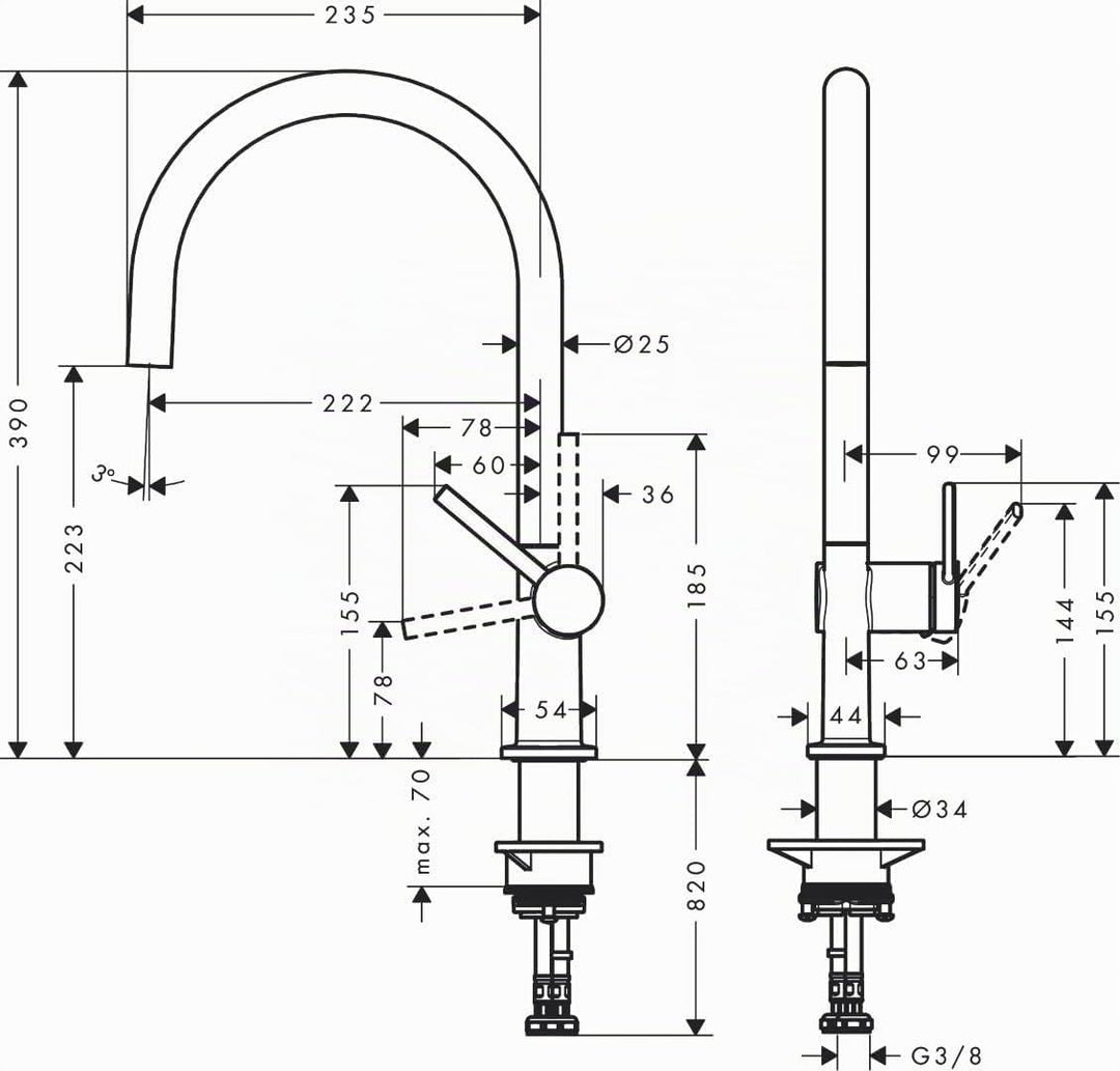 hansgrohe Küchenarmatur Talis M54 (Wasserhahn Küche, 360° schwenkbar, hoher Komfort-Auslauf 220mm, S