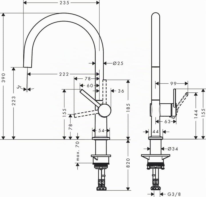 hansgrohe Küchenarmatur Talis M54 (Wasserhahn Küche, 360° schwenkbar, hoher Komfort-Auslauf 220mm, S