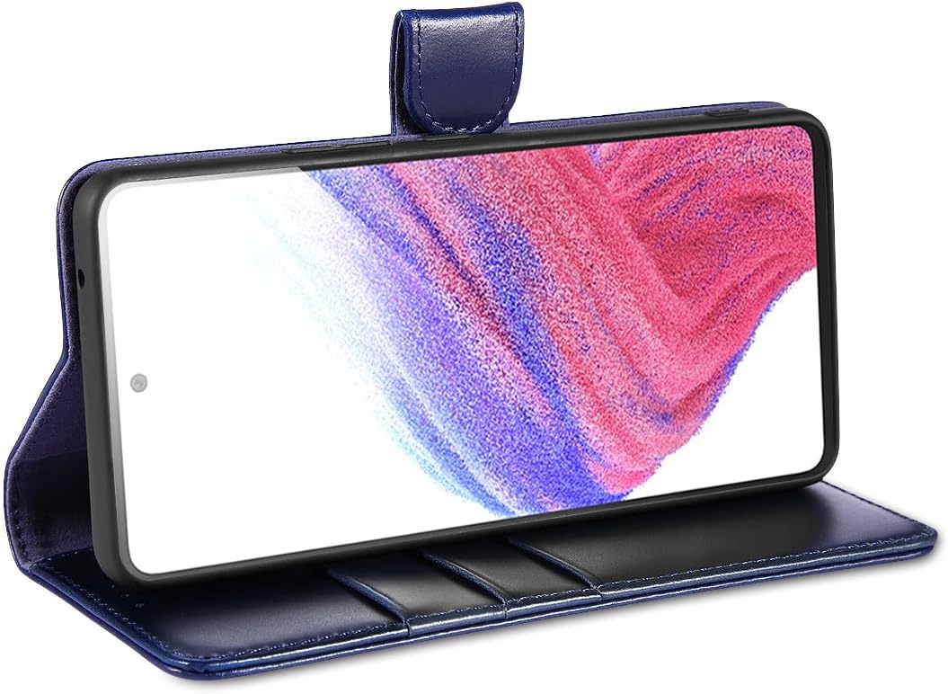 LENSUN Hülle für Samsung Galaxy A53 Echtleder, Handyhülle [Echtes Leder][Standfunktion][RFID Schutz