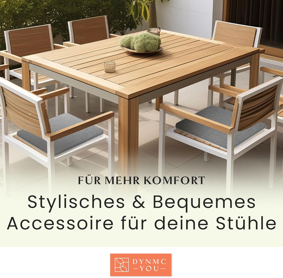 DYNMC you Sitzkissen Stuhl - Stuhlkissen 40x40 - Eckig 4er Set Grau - Test SEHR GUT - Mittelhart H3
