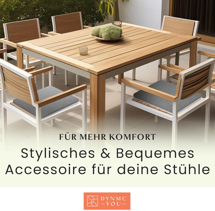 DYNMC you Sitzkissen Stuhl - Stuhlkissen 40x40 - Eckig 4er Set Grau - Test SEHR GUT - Mittelhart H3
