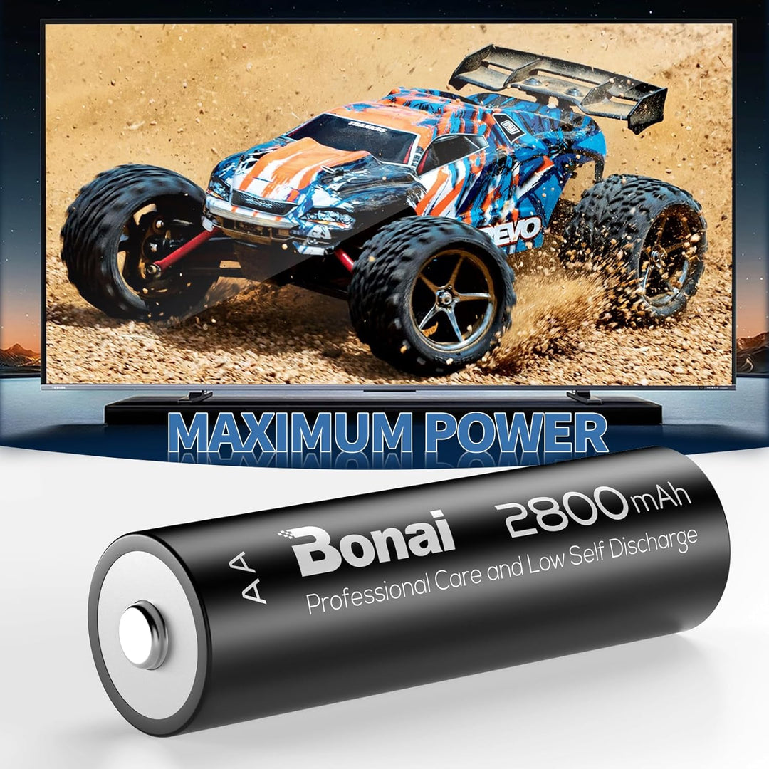BONAI Akku AA 2800mAh Wiederaufladbare Batterien hohe Kapazität 1,2V Mignon AA Accu NI-MH Aufladbare