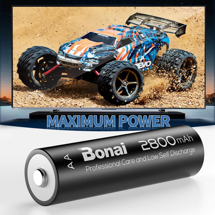 BONAI Akku AA 2800mAh Wiederaufladbare Batterien hohe Kapazität 1,2V Mignon AA Accu NI-MH Aufladbare