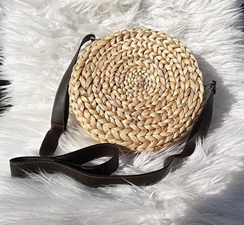 LaFiore24 hochw. Korbtasche Damen Schultertasche Ibiza Rund Natur Gross 24 x 6 x 24 cm, Natur Gross
