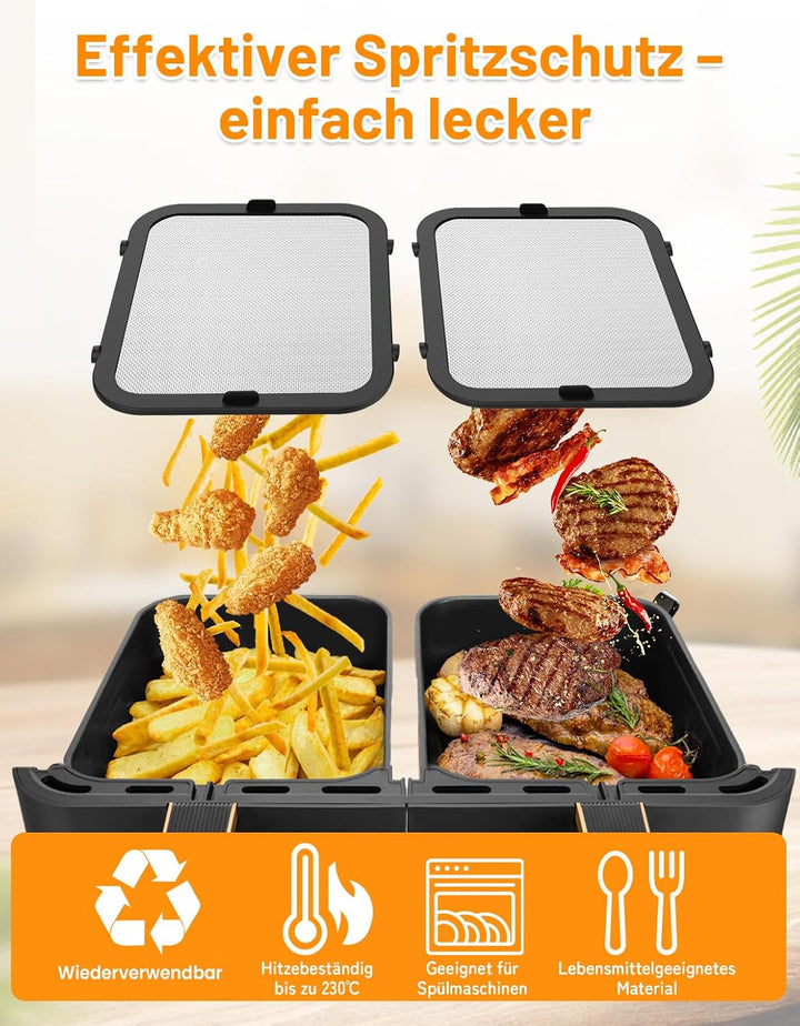 2 Stück magnetischer Edelstahl-Spritztenschutz für Ninja AF400EU &amp; AF451EU | Wiederverwendbares Sili