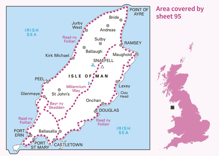 Isle of Man (OS Landranger Active Map, Band 95), Karte