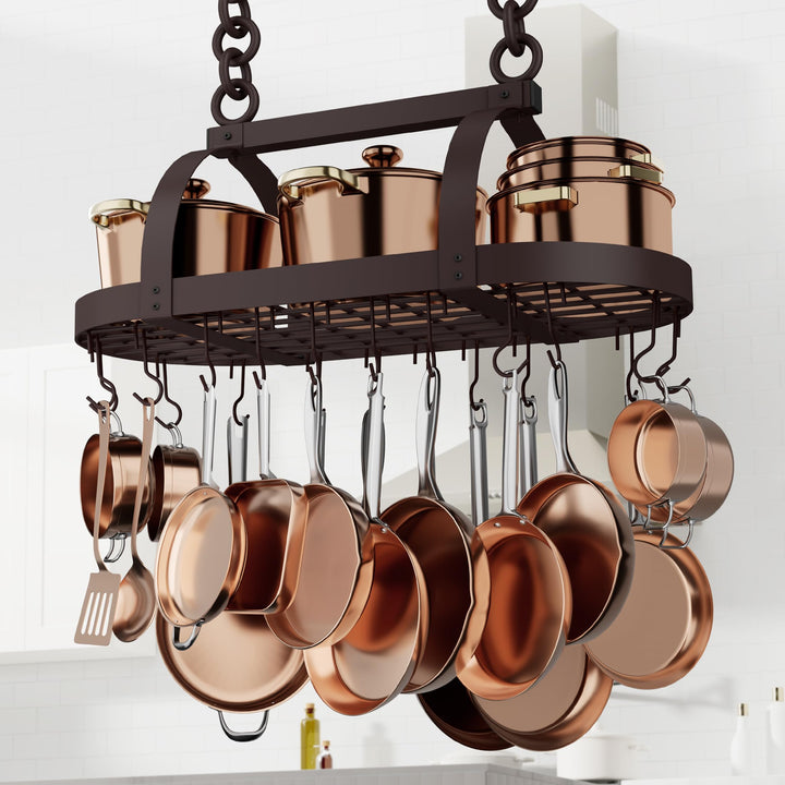 KES 85x39cm Ölbronze Topfhalter Pfannenhalter Hängeregal Küche Topfregal Deckenregal Hängend Küchenr