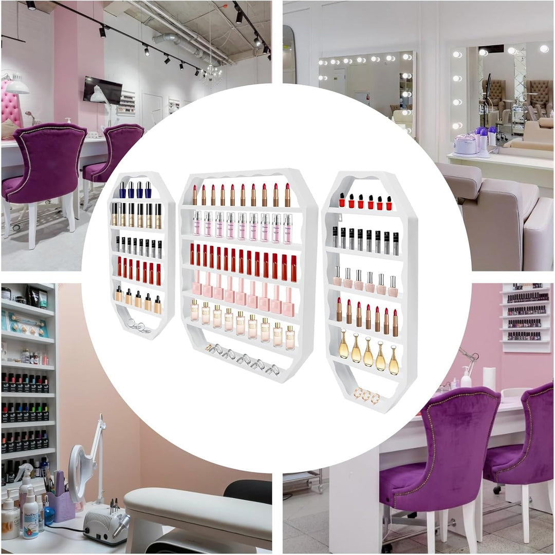 6 Etagen Nagellackregal, Metall Nagellack Wandregal 3er Set Platzsparendes Display, Wandmontage Aufb