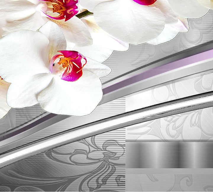 Runa Art Wandbilder Blumen Orchidee 5 Teilig Bild auf Vlies Leinwand Deko Wohnzimmer Perlen Grau Vio