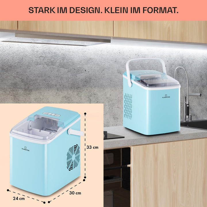 Klarstein Arctic Porter Ice Cube Maker, 12kg/24h, 2 Sizes, Production Time: 8 Minutes, Ice Cubes Per