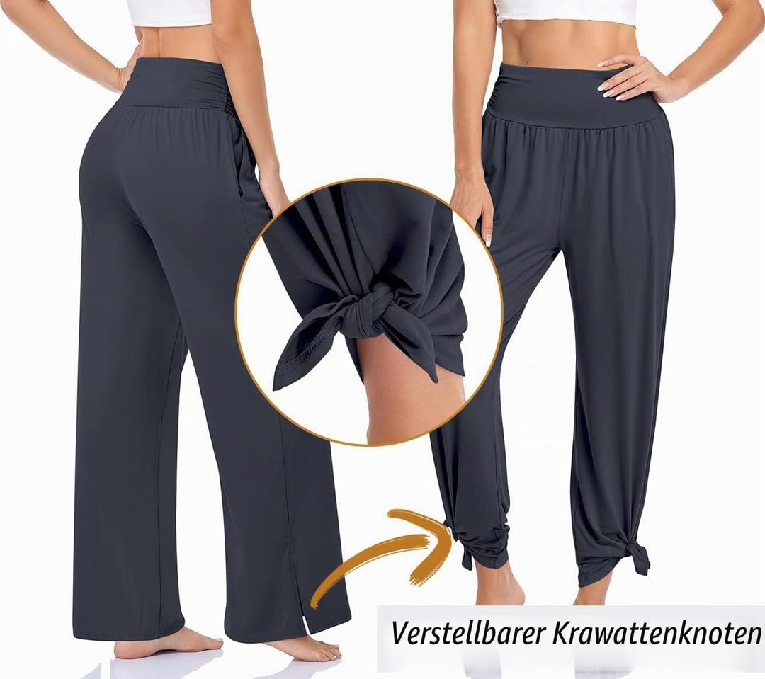 Cegerne Damen Palazzo High Waist Yogahose Stretch Weite Jogginghose Schlitz Sport Activewear Tranini