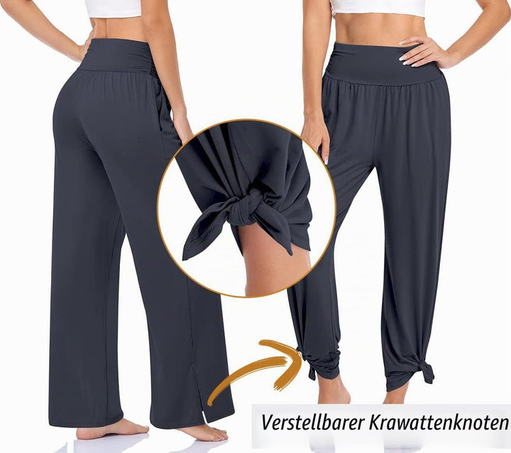 Cegerne Damen Palazzo High Waist Yogahose Stretch Weite Jogginghose Schlitz Sport Activewear Tranini