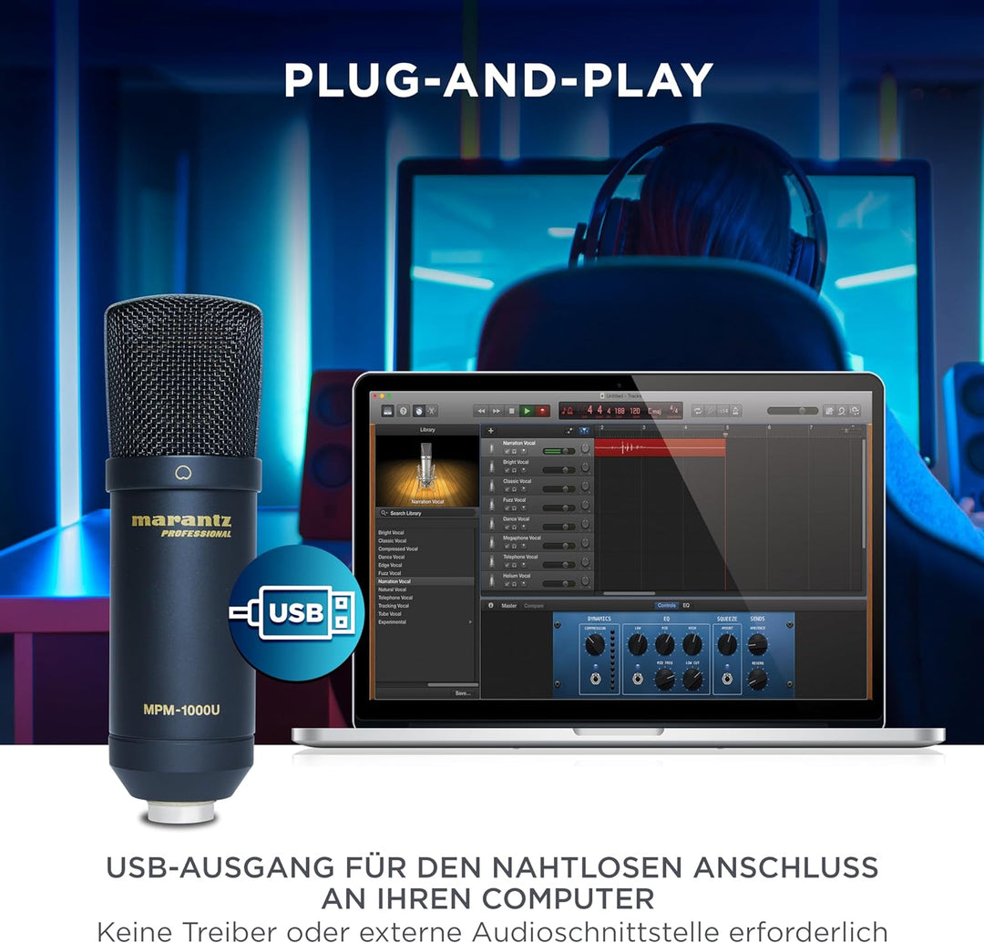 Marantz Professional MPM-1000U - Grossmembran USB Kondensator Mikrofon mit Nierencharakteristik mit