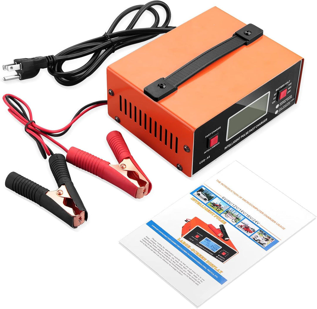 EYPINS Auto Batterie Ladegerät, 6V/8V/12V/16V/24V Smart vollautomatisches Universal KFZ-Ladegerät mi