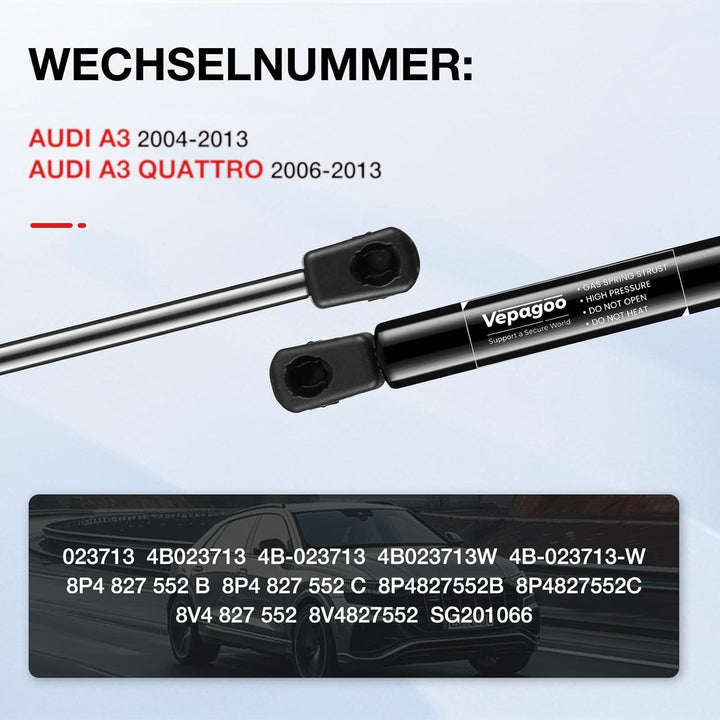 Vepagoo Gasfeder Gasdruckdämpfer Heckklappendämpfer für AUDI A3 2004-2013 8PA, OEM-Teilenummer: #8P4