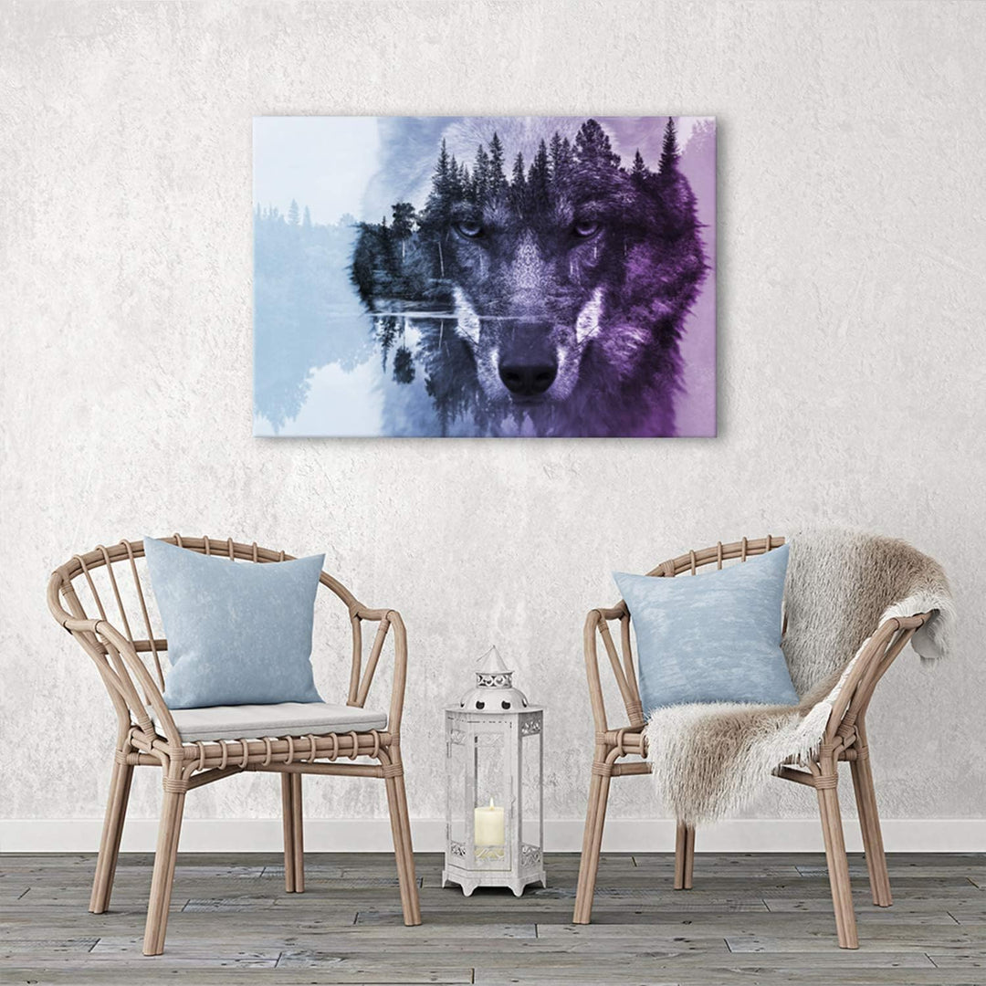 Feeby Bilder Tiere Wolf Natur 60x40 cm Wohnzimmer Schlafzimmer Büro Flur Küche Wandbilder Modern Bil