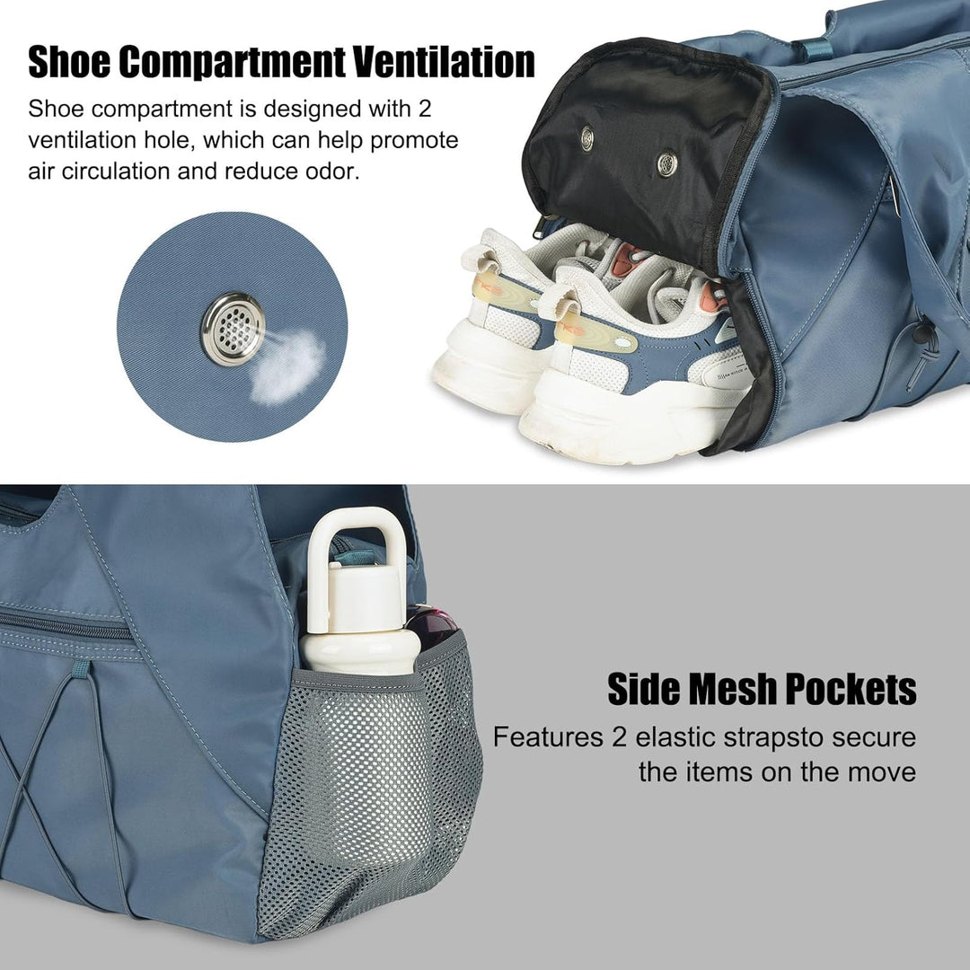 SIVENKE Sporttasche für Damen Yogatasche mit Schuhfach &amp; Nassfach Reisetasche Tragetasche für Yogama