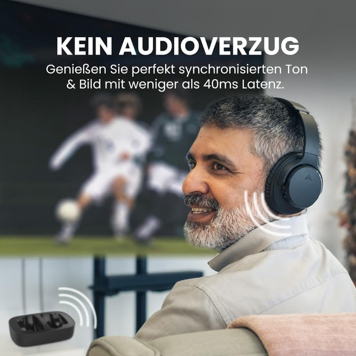 Avantree Ensemble – Funkkopfhörer Kabellos für TV, 35Std. Spielzeit Bluetooth Kopfhörer mit Ladestat