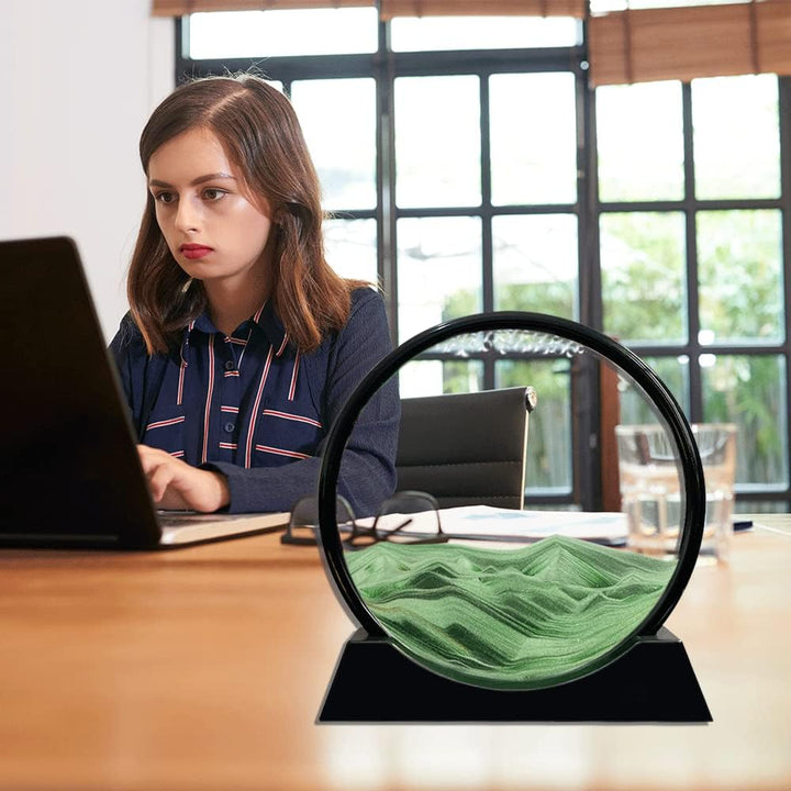 Aoderun Sandbilder Zum Drehen 3d Sanduhr Büro Deko Sand Rundes Glas Fliessender Sand Rahmen Beweglic