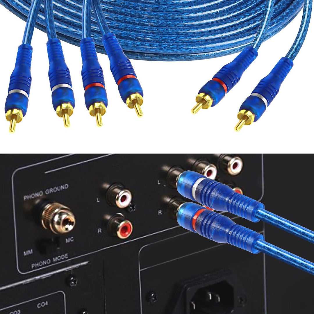 MEIRIYFA 4 Kanal RCA Auto Audio Verbindungskabel, 2 Kanal zu 4 Kanal RCA Auto Audio Y-Splitter Adapt