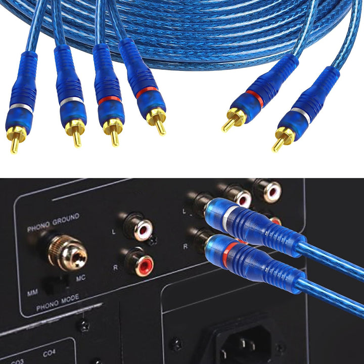 MEIRIYFA 4 Kanal RCA Auto Audio Verbindungskabel, 2 Kanal zu 4 Kanal RCA Auto Audio Y-Splitter Adapt