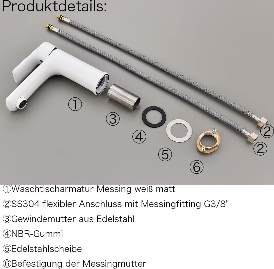 Krobec Einhebelmischer wasserhahn bad,waschtischarmatur mit Wassersparfunktion,wasserhahn gäste wc,W