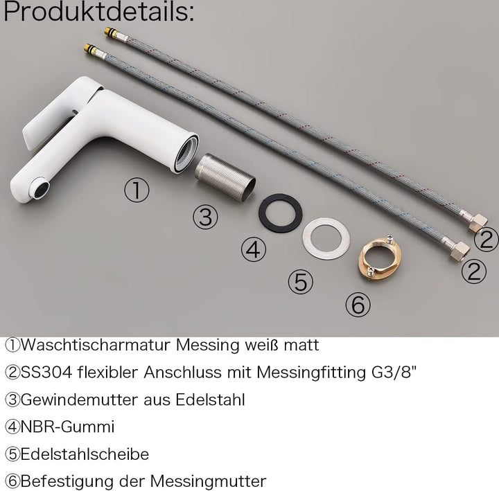 Krobec Einhebelmischer wasserhahn bad,waschtischarmatur mit Wassersparfunktion,wasserhahn gäste wc,W