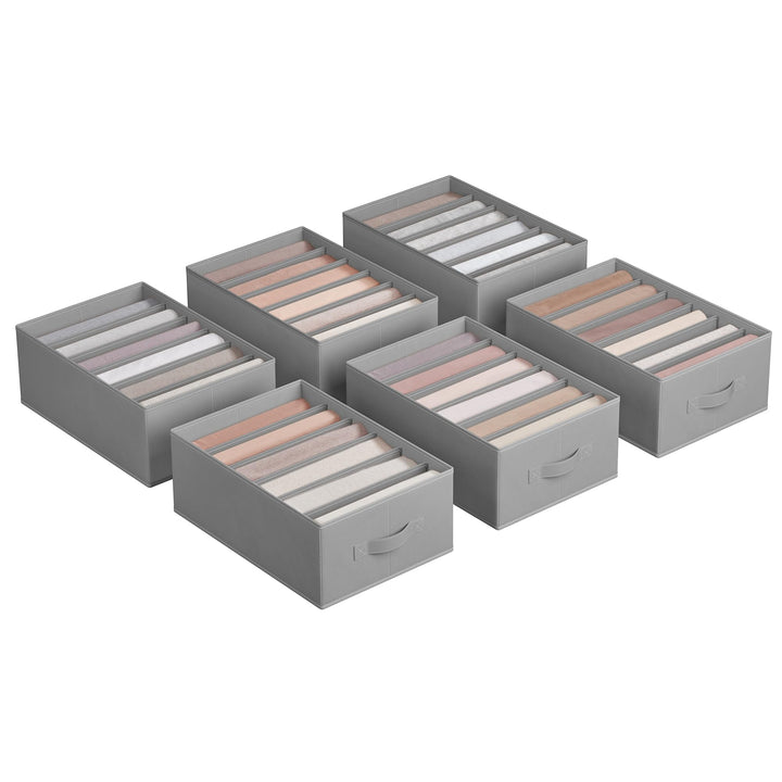 SONGMICS Kleiderschrank-Organizer 6er Set, Aufbewahrungsbox 6 Fächer, Schubladen-Ordnungssystem, Ord