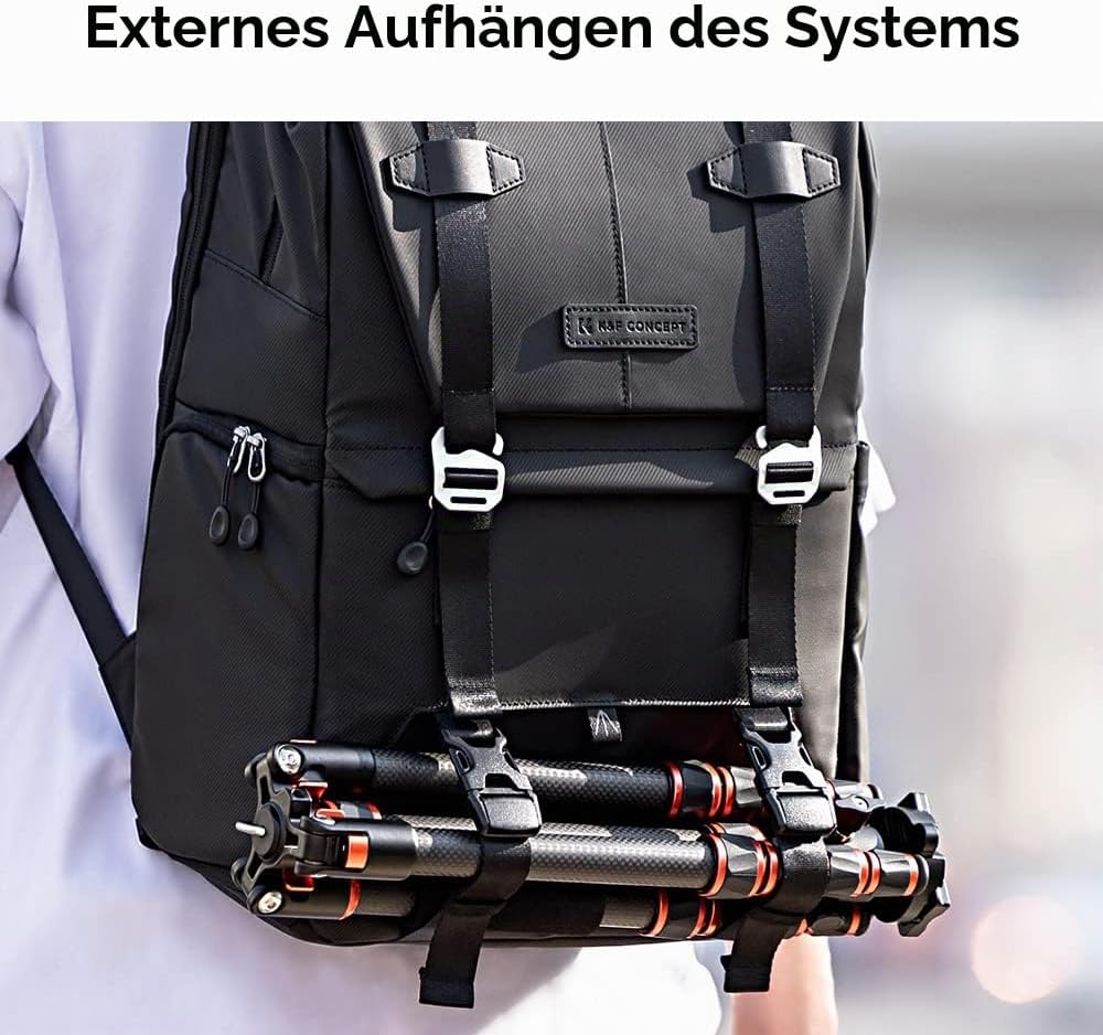 K&F CONCEPT Kamerarucksäcke 20L, Grosse Camera Backpack 15,6 Zoll Laptopfach, Spritzwassergeschutzt