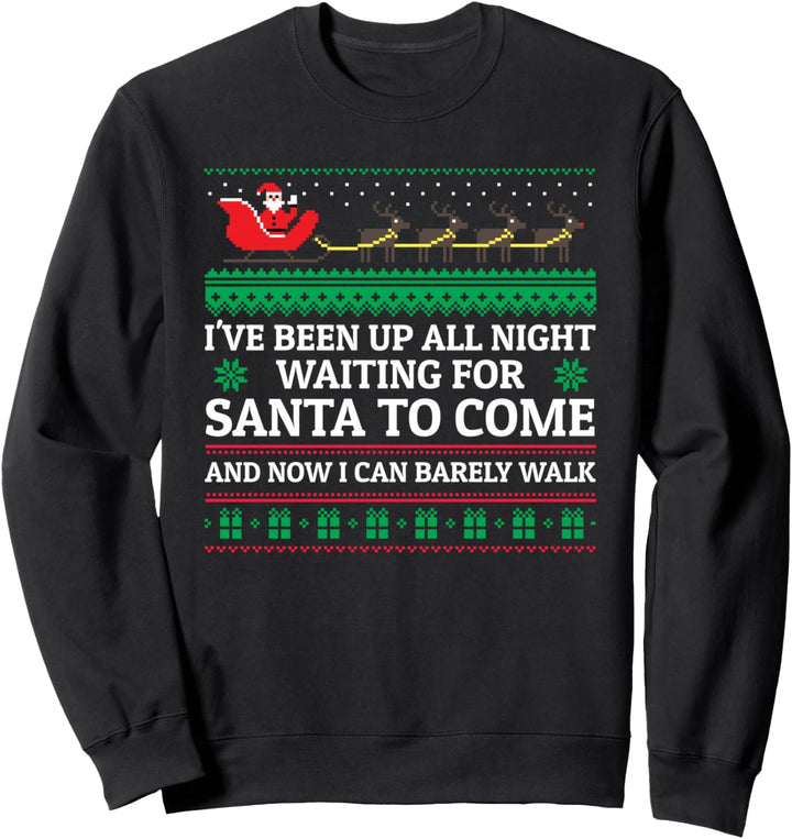 Adult Rude Christmas Waiting For Santa Sweatshirt