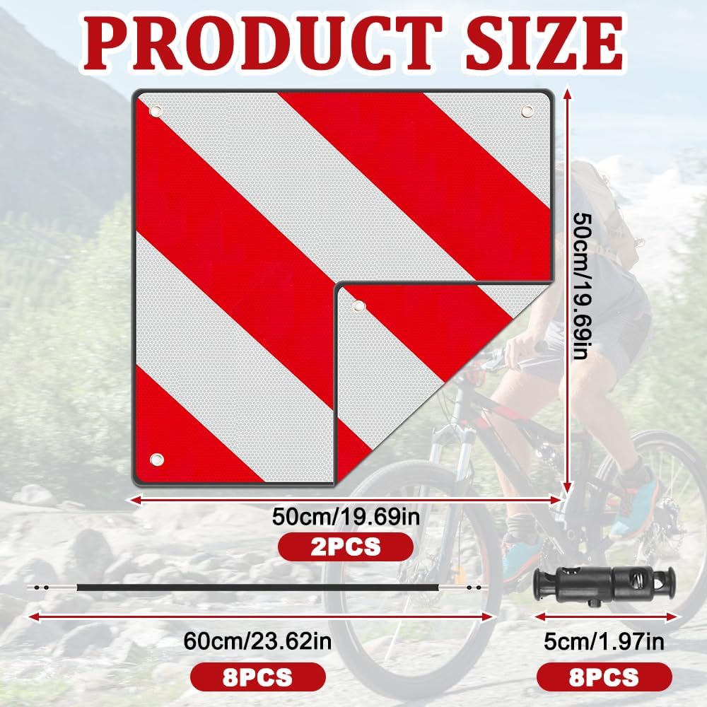 2 in1 Aluminium Warning Sign for Italy/Spain, 2 Stück Warning Sign Italy and Spain with 8 Tie Down S