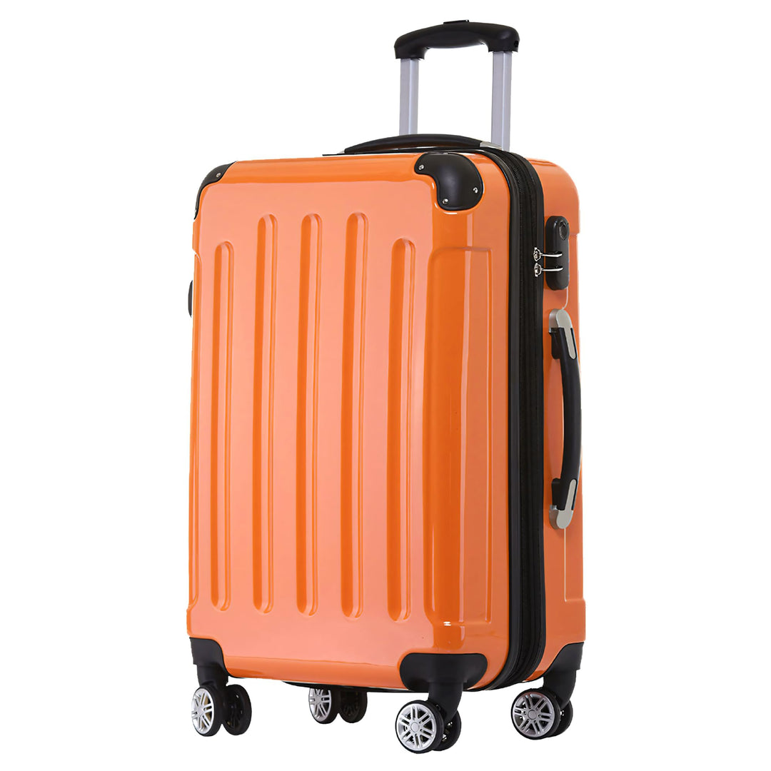 BEIBYE Hartschalen Koffer Trolley Rollkoffer Reisekoffer 4 Zwillingsrollen Polycabonat (Orangen, Han