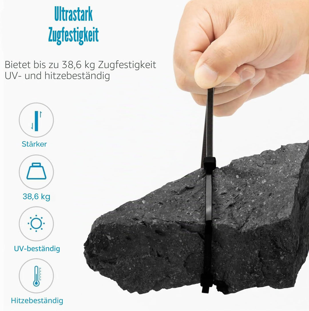 XINGO 1000 Stück Kabelbinder Apfelgrün, 300mm x 4.8mm, 22,7 kg Zugfestigkeit, UV-beständig, Selbstsi
