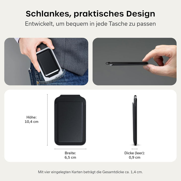 SATECHI Magsafe Wallet und Double Flap Stand mit Magnetfunktion, iPhone Wallet mit 4 Kartenfächern,