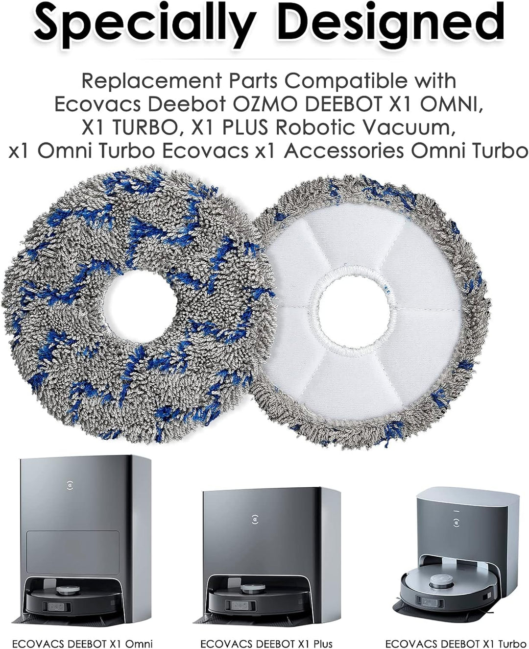 (10 Stück) Waschbare, Wiederverwendbare Wischpads für ECOVACS DEEBOT X1 Omni/ X1 PRO Omni/ X1 Turbo/