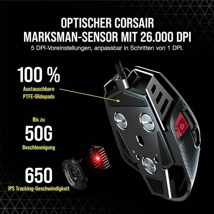 CORSAIR M65 RGB ULTRA Wired Tunable FPS Gaming Mouse - 26.000 DPI - Optische Schalter - Gewichtssyst