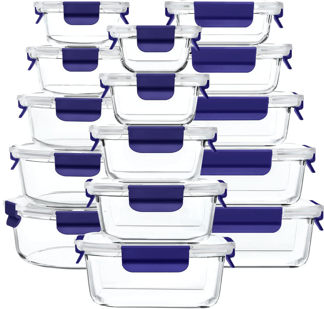 Meal Prep Boxen Glas, Glasdosen mit Deckel Set, Frischhaltedosen Glas mit Auslaufsicherer Verschluss