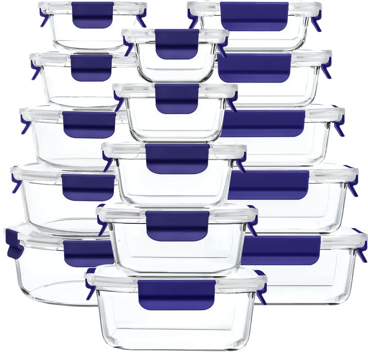 Meal Prep Boxen Glas, Glasdosen mit Deckel Set, Frischhaltedosen Glas mit Auslaufsicherer Verschluss