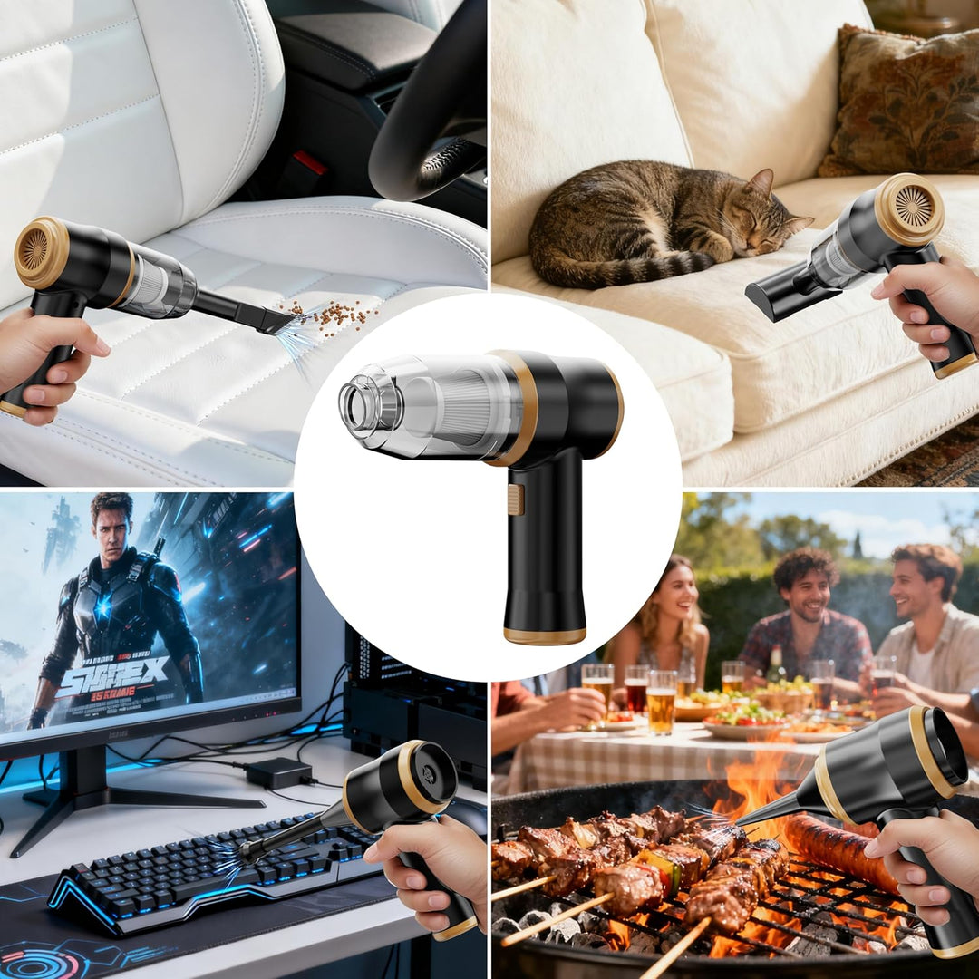 Mini-Auto-Staubsauger 15000 Pa – Tragbarer Kabelloser Handstaubsauger und Luftbläser mit 2 Filtern f