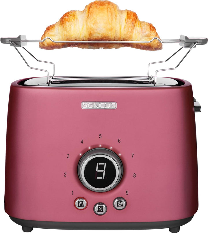 SENCOR STS 6054RD 2-Scheiben-Toaster (1000 Watt, Elektronischer Timer - 9 Stufen der Röstintensitätr