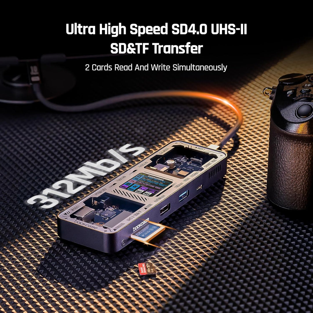 DOCKCASE Smart USB C Hub 10 in 1 Pro, Dual HDMI 2.1 und 2.0 4K@60Hz Display, PD 3.0 100w, RJ45 Ether